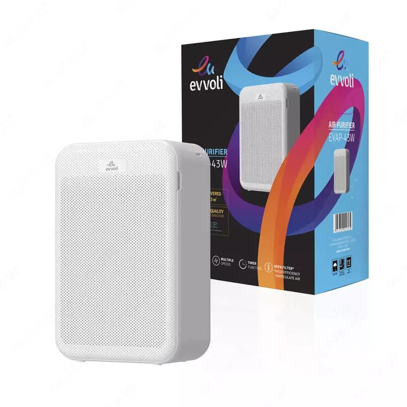 Умный очиститель воздуха evvoli, 5-слойные фильтры с цифровым — 1