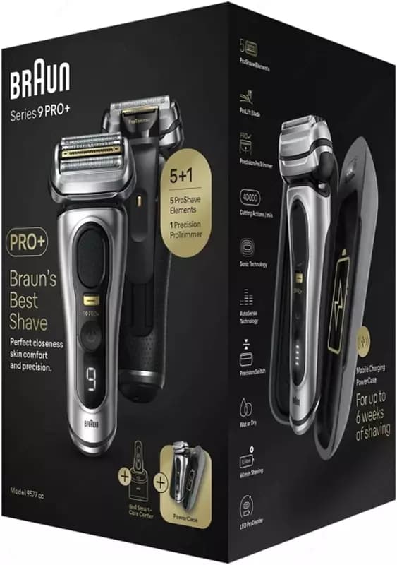 Электрическая бритва Braun S9 Pro+ 9577cc Silver SmartCare, PowerCase — 3