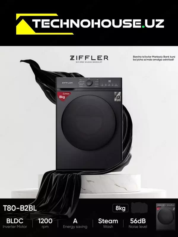 Стиральная машина Ziffler T80-B2BL 8 Кг Invertor — 2