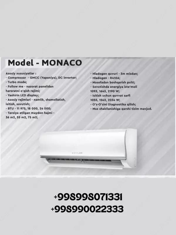 Кондиционер ZIFFLER MONAKO 12 Inverter в Ташкенте и Узбекистане — 3