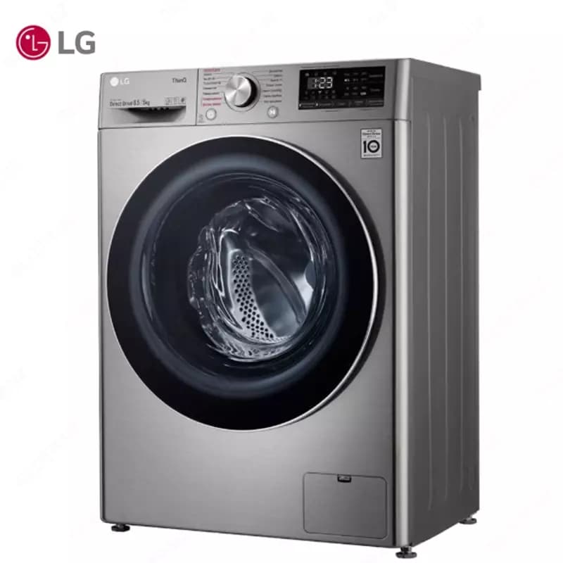 Стиральная машина автомат LG F2V5GG2S Steam+,Сушка, TurboWash59,ThinQ AI DD, 8.5кг, Серый — 3