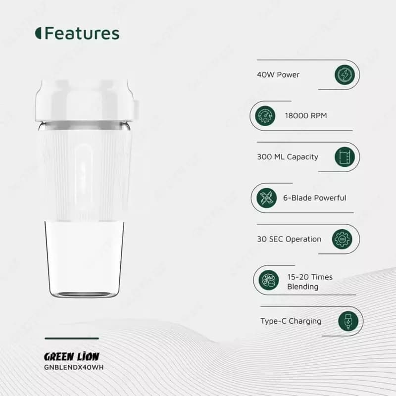 Портативный блендер для смузи fresh juice Green lion. — 4