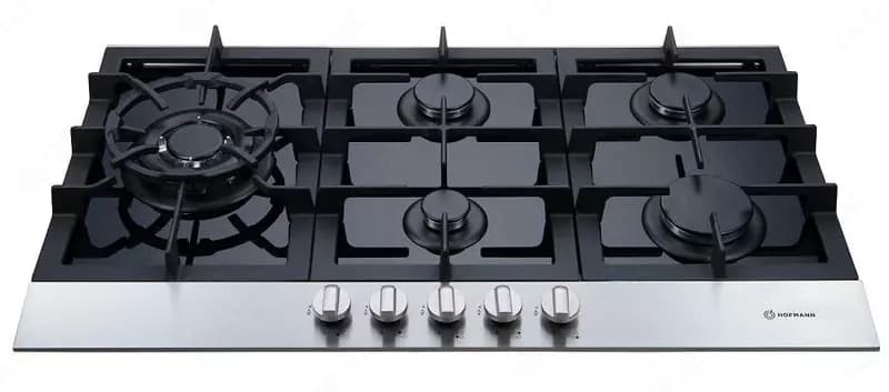 Газовая варочная панель ”Hofmann MIRROR CTB951TS/HF” (Серебристая/черная) — 1