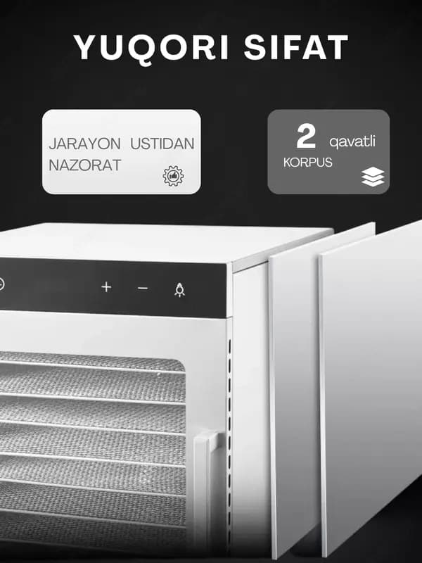 Сушилка для овощей и фруктов Uskunalar US-10 / Дегидратор с 10 поддонами, 29 л. — 6