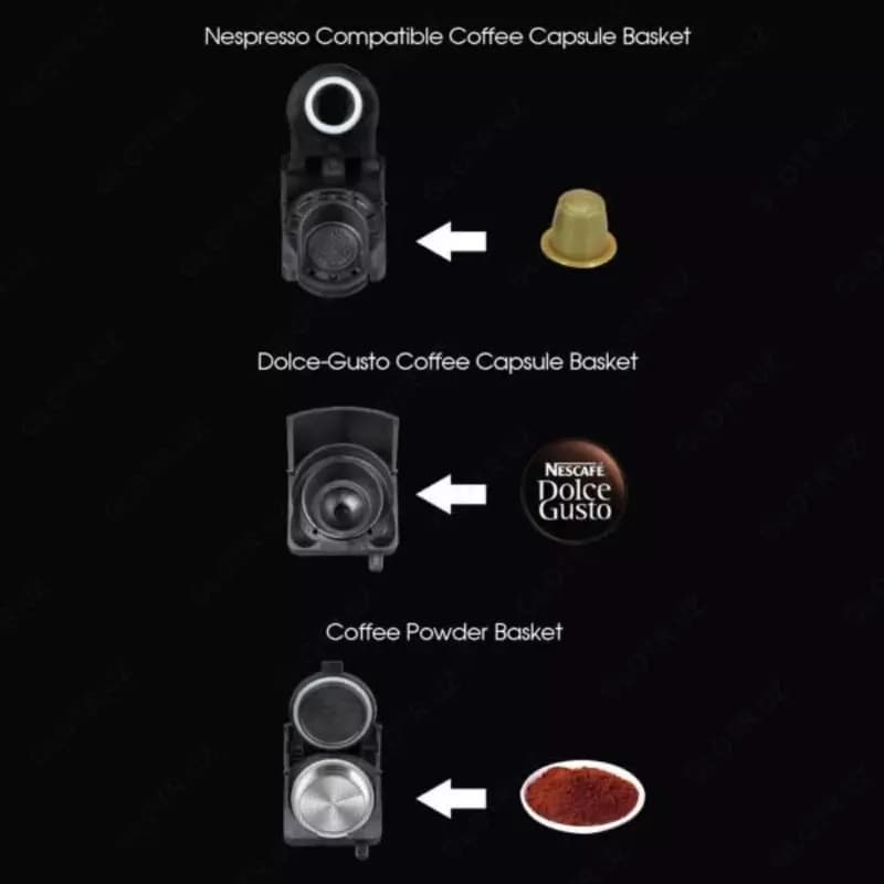 Кофемашина Saachi 3 в 1 Dolce gusto, Nespresso, Молотый кофе — 7