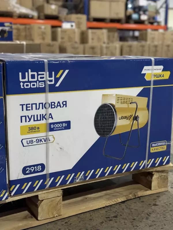Пушка тепловая электрическая (Тепловентилятор) 380Вт UBAY TOOLS 9000 Вт для помещения 100 кв.м — 1
