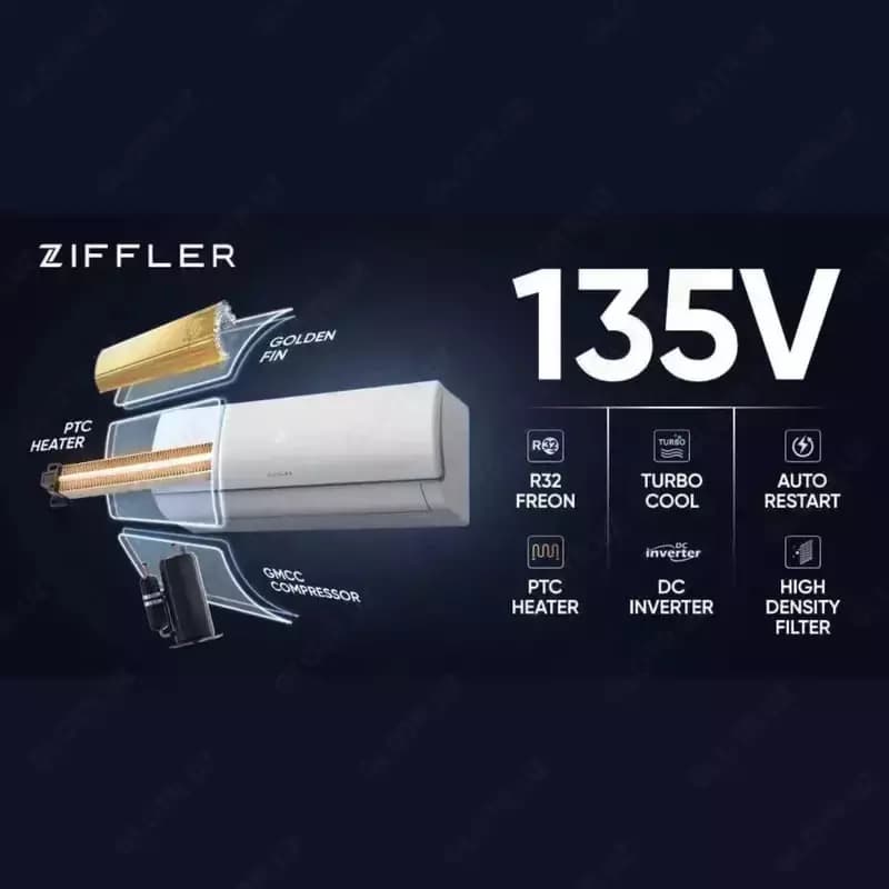 Бытовая Сплит-система (кондиционер) ”Ziffler” Vigo 12, 35 м2, inverter (Белый) — 3