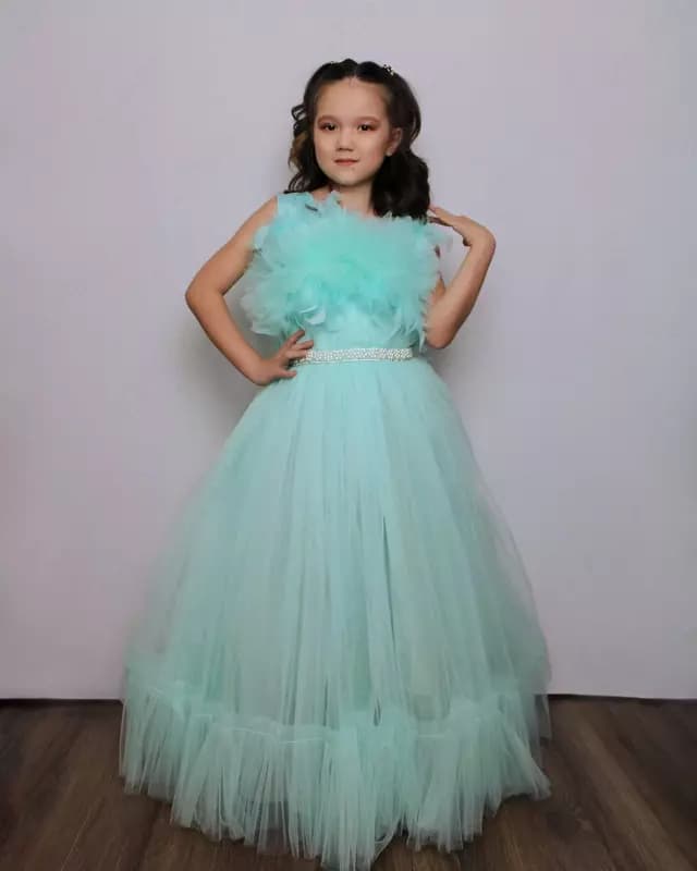 Выпускное платье для девочки, ментоловое — 2