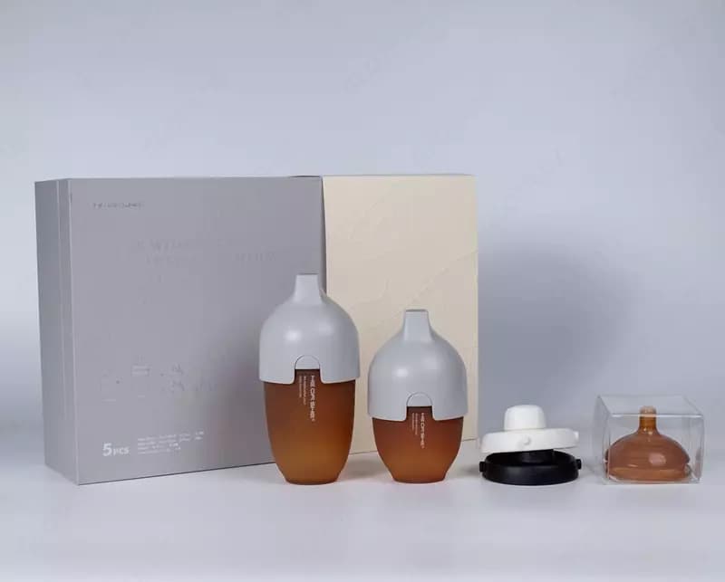 Премиальный подарочный набор детских бутылочек HEORSHE Ultra Wide Neck Premium Gift Set серый — 1