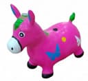 Резиновая игрушка ослик розового цвета с цветными рисунками