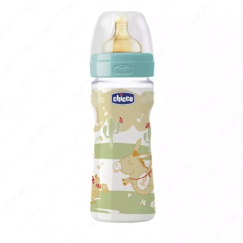 Бутылочка для кормления 250 мл Chicco Well-Being Glass с соской из латекса. — 2