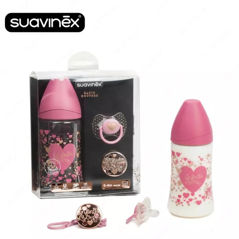 Набор Suavinex Haute Couture «Звезда»: бутылочка 270 мл, соска от 4 мес., держатель — 1