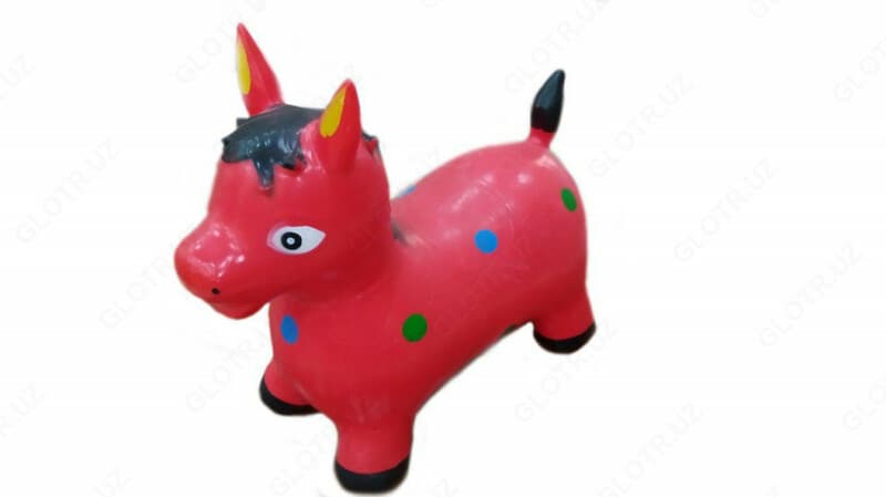 Резиновая игрушка зебра красного цвета с цветными крапинками — 2