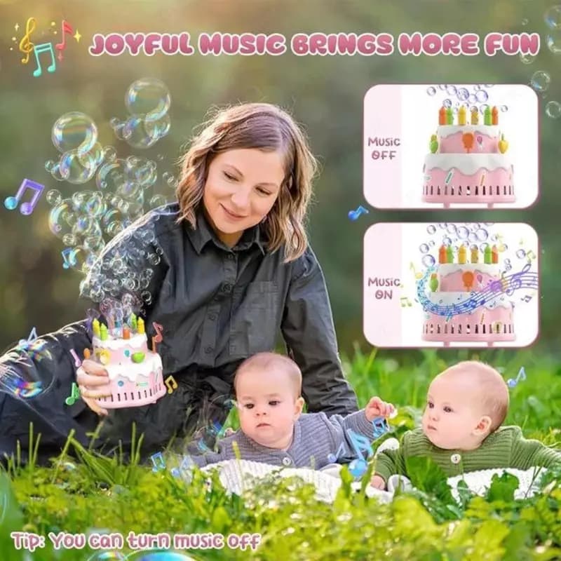 Автоматическая машина KULARIWORLD для пускания мыльных пузырей на торт ко дню рождения (розовый) — 2
