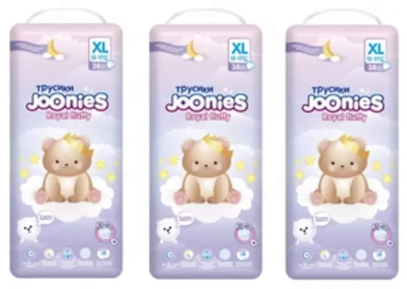 Набор 3 х Joonies Подгузники- трусики Royal Fluffy размер XL (12-17 кг) 38 шт — 2