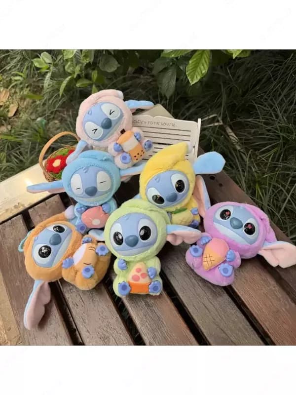 Брелок мягкая игрушка Стич в стиле Labubu (сюрприз-бокс, 15 см). — 6