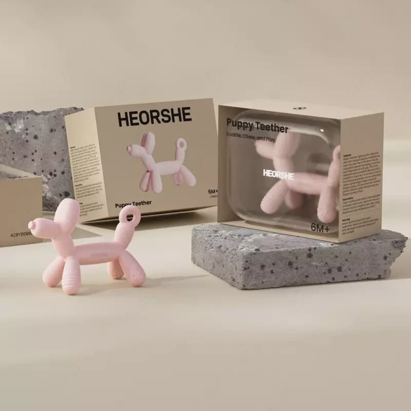Силиконовый прорезыватель для зубов HEORSHE PUPPY розовый — 3