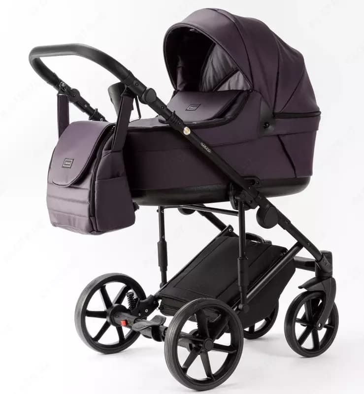 Детская коляска 2-в-1 "Adamex" Locco Light Deluxe LL-SA34 (Польша) Сиреневая/черная — 1