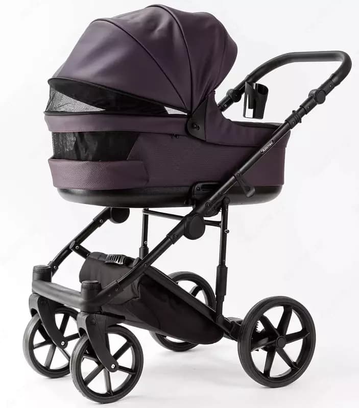 Детская коляска 2-в-1 "Adamex" Locco Light Deluxe LL-SA34 (Польша) Сиреневая/черная — 3