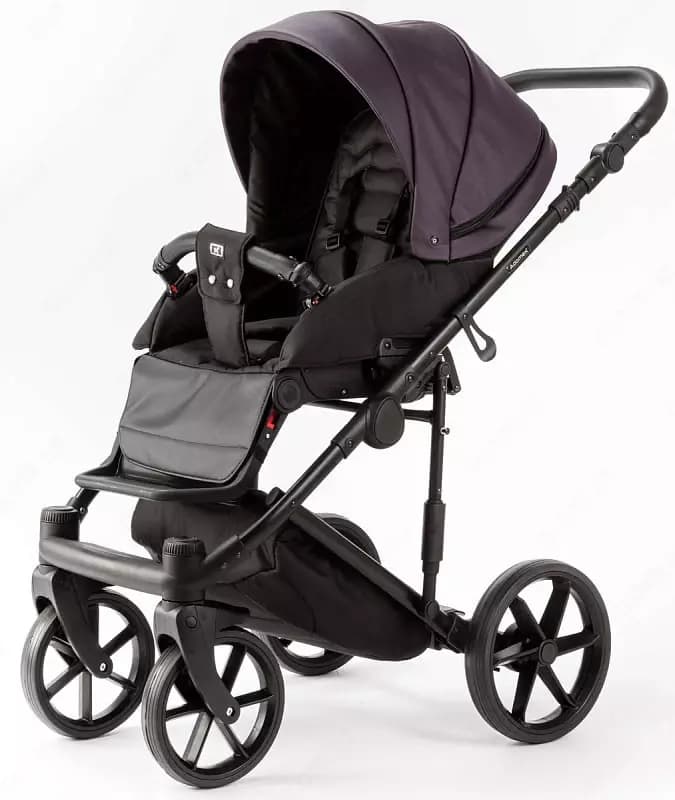 Детская коляска 2-в-1 "Adamex" Locco Light Deluxe LL-SA34 (Польша) Сиреневая/черная — 5