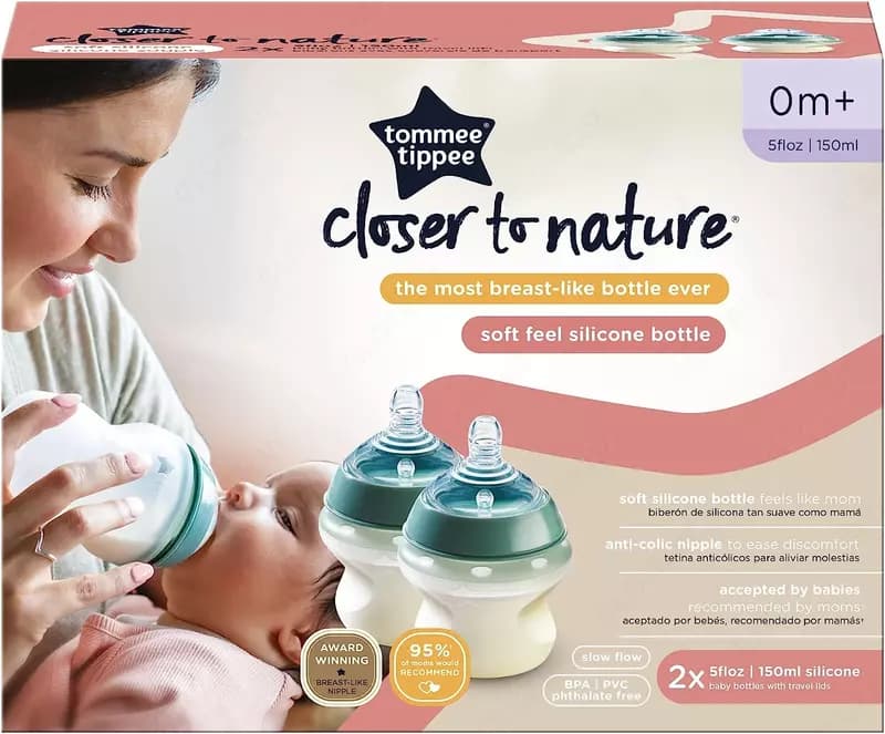 Tommee Tippee 2 силиконовые бутылочки для кормления, 150 мл — 2