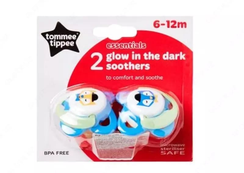 Пустышка Tommee Tippee 2 glow латексная ночная, 6-12 мес, 2 шт — 2