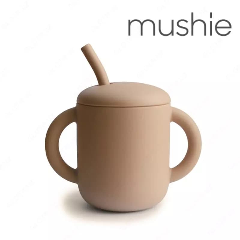 Mushie поильник. Мини кружка + трубочка Natural, 175 мл — 1
