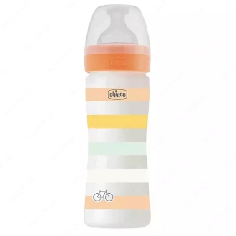 Бутылочка для кормления Well-Being Plastic Feeding Bottle 250ml MEDIUMFLOW 2м+ SIL, ORANGE, арт.CH28623-31 — 1