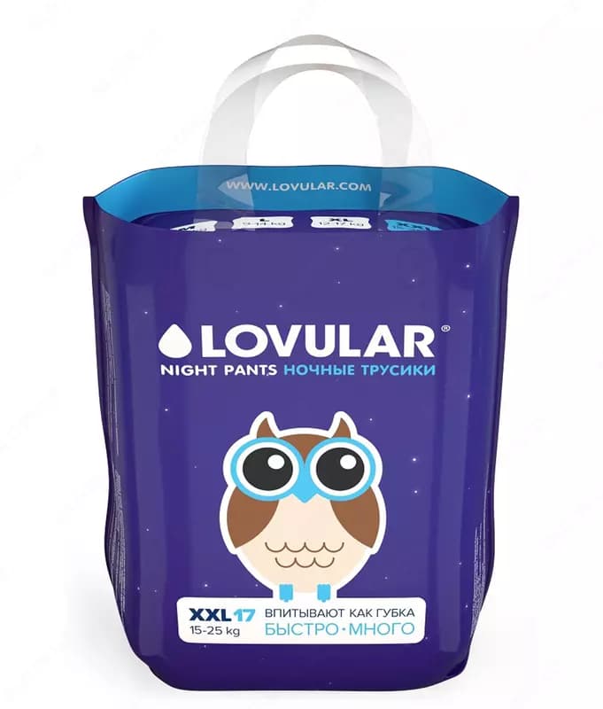 💧LOVULAR Подгузники-трусики ночные «Lovular», 15-25 кг, 17 шт — 1