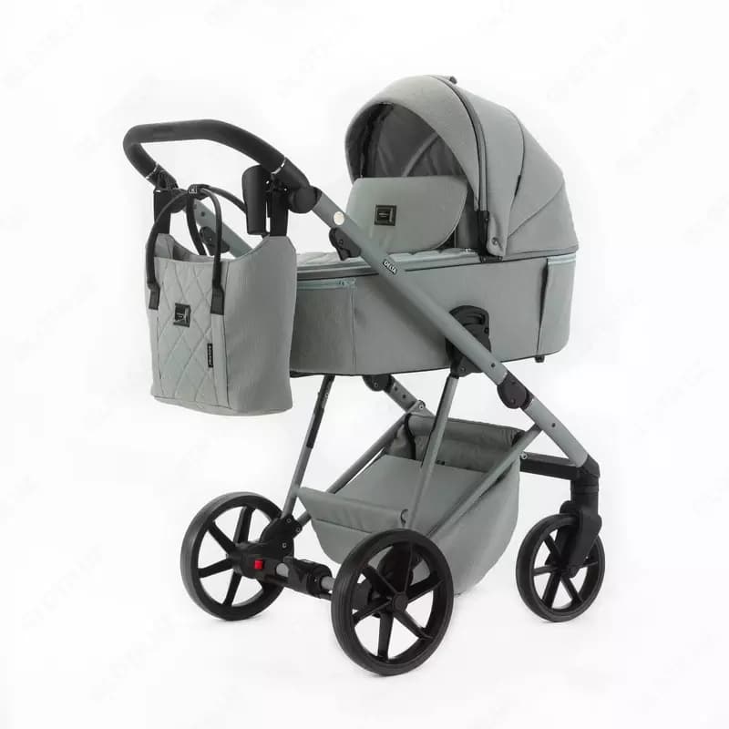 Детская коляска 2 в 1 ”Adamex” Delta Nature 8 MINT, +0 мес., сумка для мамы — 1