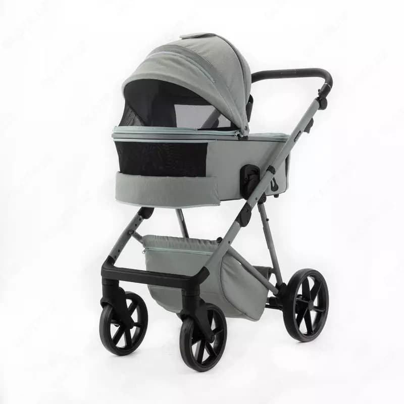 Детская коляска 2 в 1 ”Adamex” Delta Nature 8 MINT, +0 мес., сумка для мамы — 4