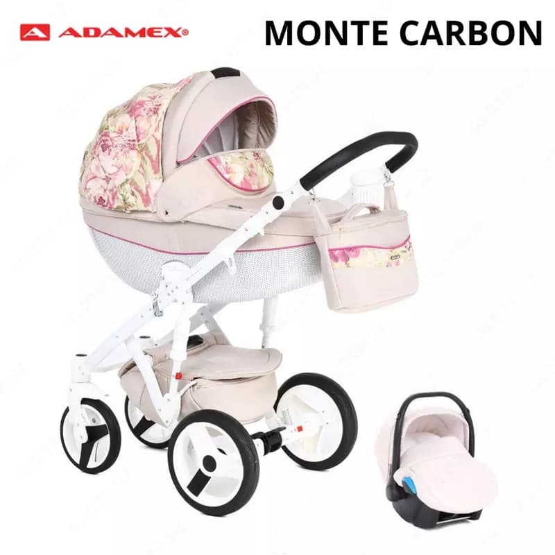 Коляска Adamex MONTE CARBON🇵🇱 3 в 1 (Польша) Эко кожа — 2