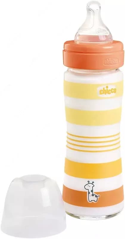 Бутылочка для кормления Well-Being GLASS Feeding Bottle 240ml SLOWFLOW 0м+ SIL, YELLOW, арт.CH28721-31 — 1
