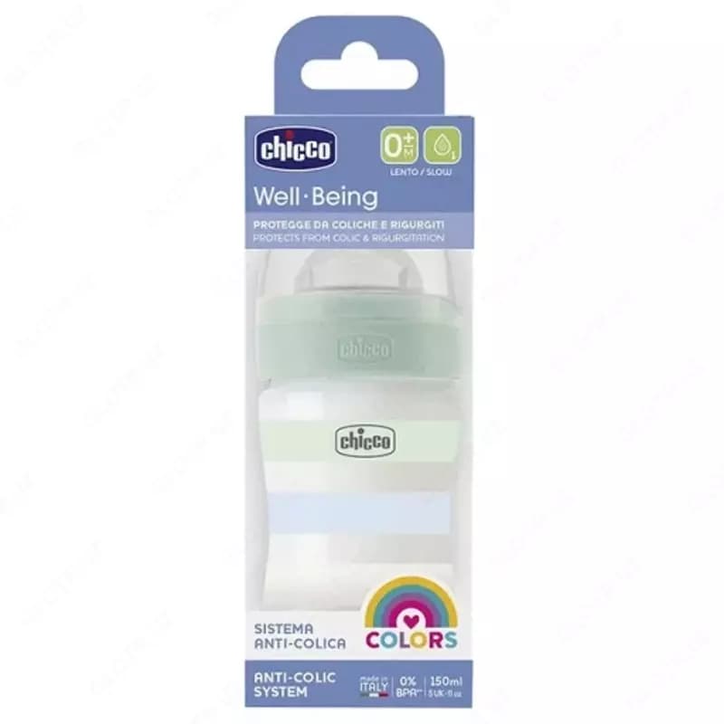 Бутылочка для кормления Well-Being Plastic Feeding Bottle 150ml SLOWFLOW 0м+ SIL, WHITE, арт.CH28611-11 — 2