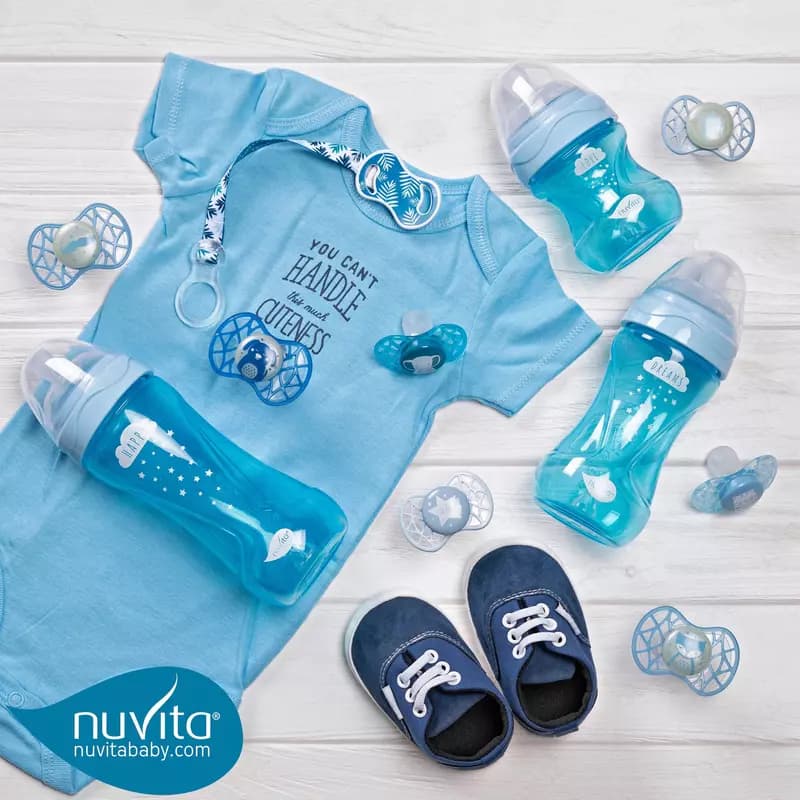 Пустышка симметрическая 🇮🇹Nuvita baby (Италия)NV7065 Air55 Cool 0m+ "звезда" голубая — 2