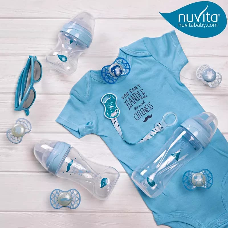 Пустышка симметрическая 🇮🇹Nuvita baby (Италия)NV7065 Air55 Cool 0m+ "звезда" голубая — 3