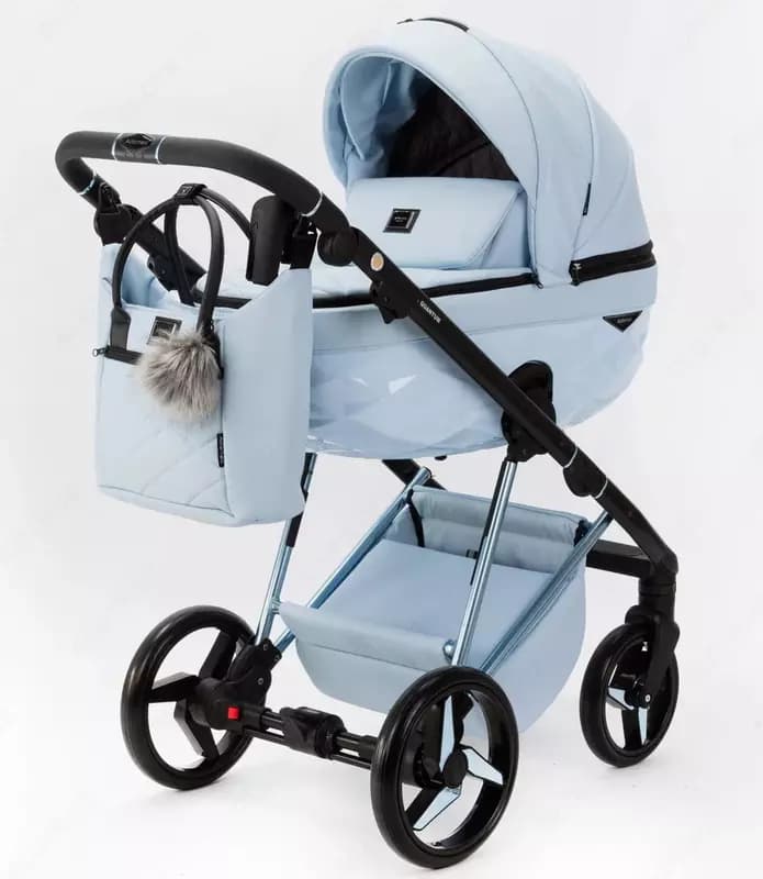 Детская коляска 2 в 1 "Adamex" Quantum Superstar Deluxe Q-STAR135-K (Польша) Светло-голубая — 1