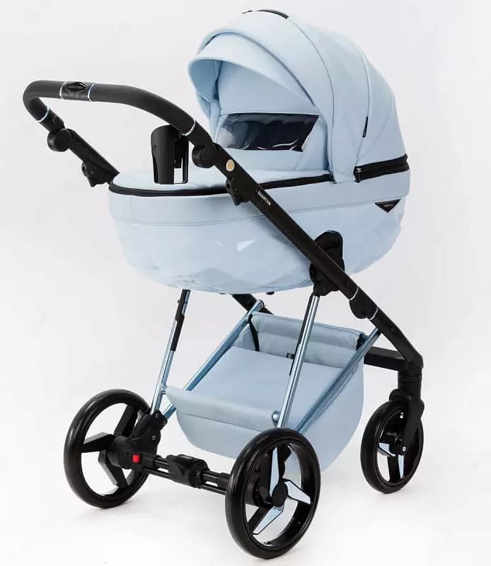 Детская коляска 2 в 1 "Adamex" Quantum Superstar Deluxe Q-STAR135-K (Польша) Светло-голубая — 2