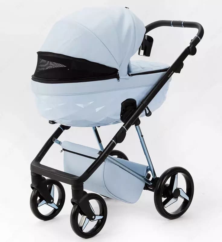 Детская коляска 2 в 1 "Adamex" Quantum Superstar Deluxe Q-STAR135-K (Польша) Светло-голубая — 3