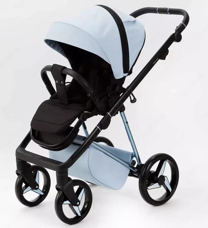 Детская коляска 2 в 1 "Adamex" Quantum Superstar Deluxe Q-STAR135-K (Польша) Светло-голубая — 4