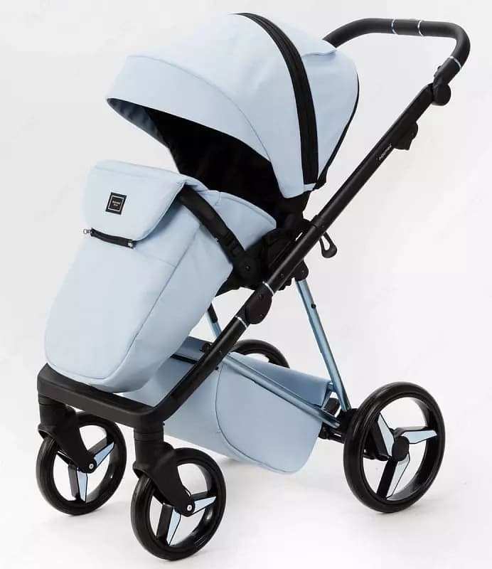 Детская коляска 2 в 1 "Adamex" Quantum Superstar Deluxe Q-STAR135-K (Польша) Светло-голубая — 5