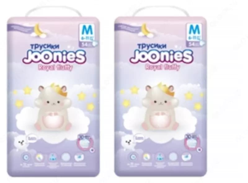 Набор 2 х Joonies Подгузники- трусики Royal Fluffy размер M (6-11 кг) 54 шт — 1