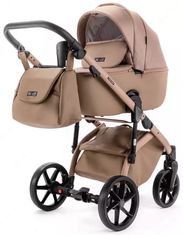 Детская коляска 2-в-1 "Adamex" ALFA NATURE Camel (Польша) Темно/бежевая — 1