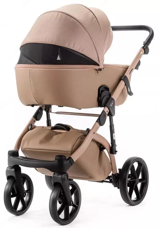Детская коляска 2-в-1 "Adamex" ALFA NATURE Camel (Польша) Темно/бежевая — 3