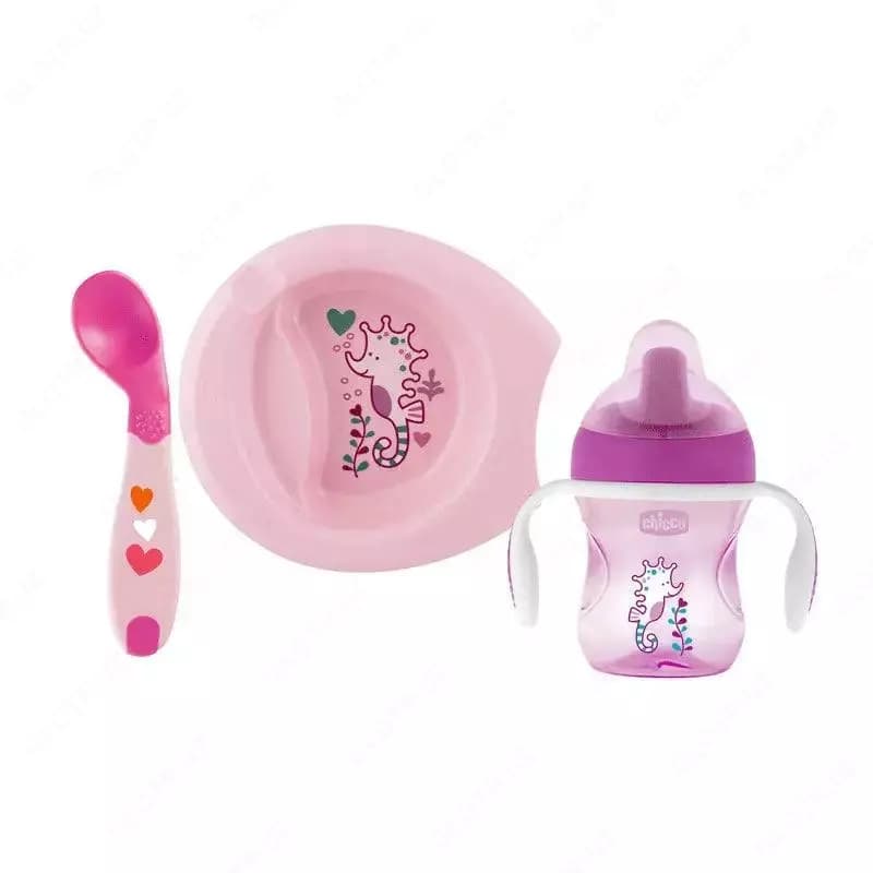 Набор столовых приборов для детей ”CHICCO” 6м+, 4 предмета (Pink) — 3