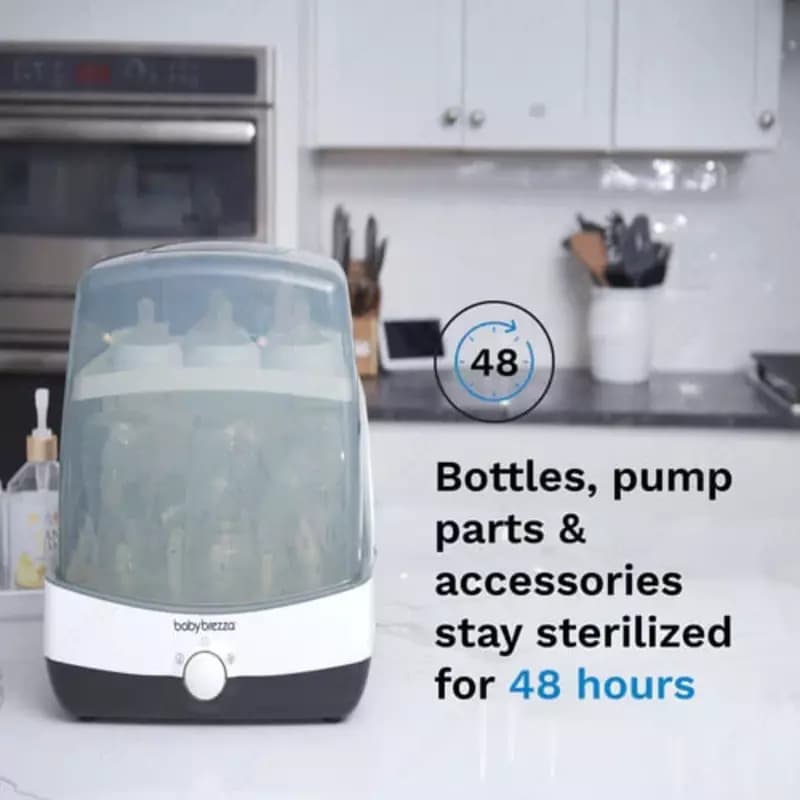Сверхбыстрый стерилизатор и сушилка для детских бутылочек "Baby Brezza" 10 мин. (Арт. - BRZ0083) Черный/белый — 3