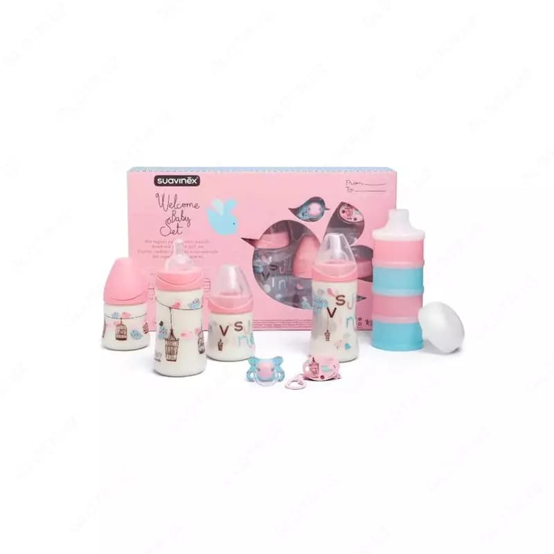 Подарочный набор бутылочек ”Suavinex” Welcome Baby Set Girl, 2-4 мес. (NEW) — 8