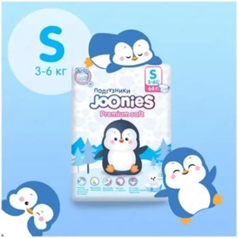 Joonies подгузники Premium Soft S (3-6 кг), 64 шт., белый — 2