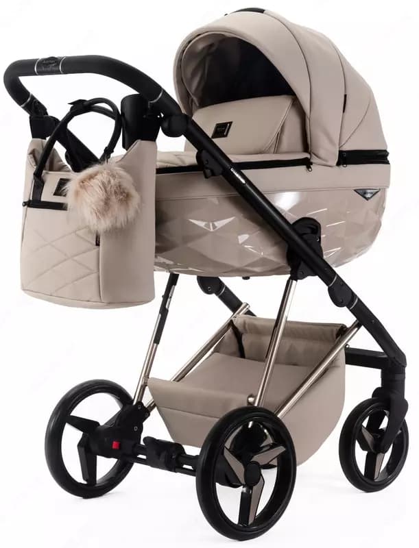 Детская коляска 2 в 1 "Adamex" Quantum Superstar Deluxe Q-STAR155-K (Польша) Бежевая — 1