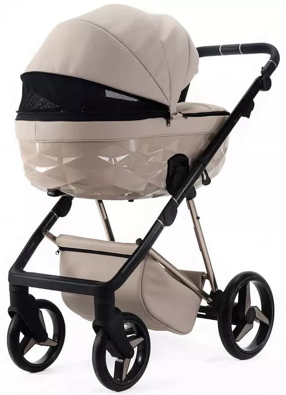 Детская коляска 2 в 1 "Adamex" Quantum Superstar Deluxe Q-STAR155-K (Польша) Бежевая — 4